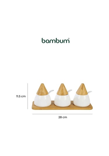 Bambum Zenith 3'lü Baharat Seti Kaşıklı B5844 Beyaz