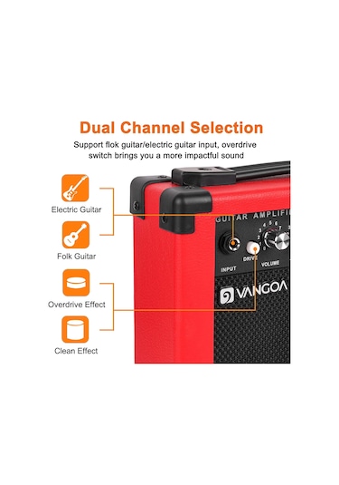 VANGOA Ga10rd Model 10 Wat Elektro Gitar Amfisi Kırmızı