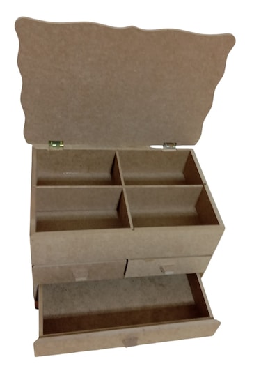 3 Çekmeceli Kapaklı Takı Aksesuar Kutusu-kenarı Desenli