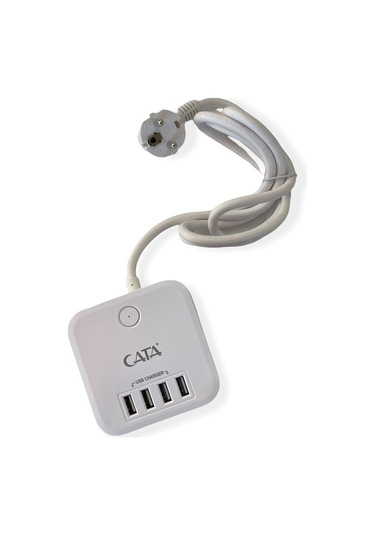 Cata CT-3002 Rubik 3'lü Akım Korumalı 4xUsb Girişli Grup Priz Beyaz