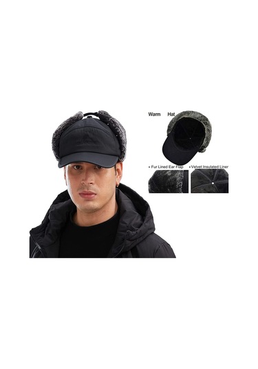 Rüzgar Geçirmez Kayak Kışlık Kürk Astarlı Şapka