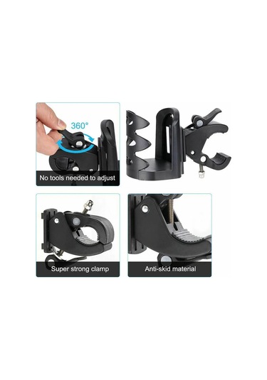 Evrensel Ayarlanabilir Motosiklet Bardak Tutucu Hızlı Bırakma Altın - Siyah