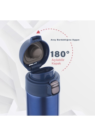 Lunetherm Sızdırmaz Vakumlu Çıft Katmanlı Çelik Termos -Saks Mavi