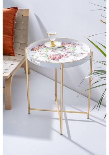 Raya Çıkarılabilir Tepsili Sehpa - 49 Cm Renkli