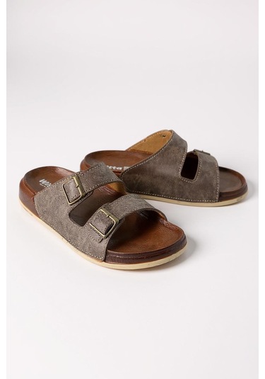 Wt 55201 Rahat Tabanlı Unisex Yazlık Günlük Hafif Tokalı Terlik Vizon