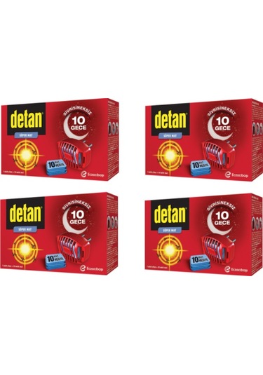 DETAN SİVRİSİNEKSİZ 10 GECE SÜPER MAT VE CİHAZ x 4 ADET
