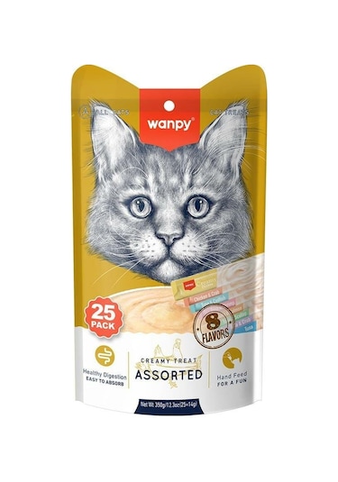 Wanpy Karışık 8 Lezzetli Krema Kedi Ödülü 25'li 14 G
