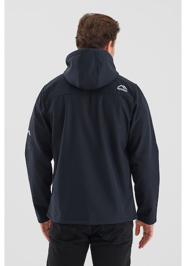 Çıkartılabilen Fermuarlı Kapüşon Cepli İçi Polarlı Su Geçirmez Softshell Erkek Mont Lacivert Lacivert
