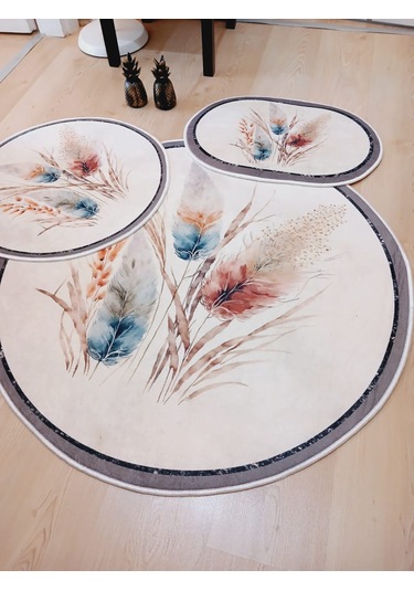 Pampas - Dokuma Taban, Yuvarlak Banyo Halısı 100x100-60x60-40x60