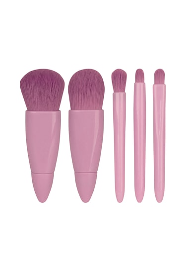 Naturalove Aynalı Makyaj Fırça Seti Pembe