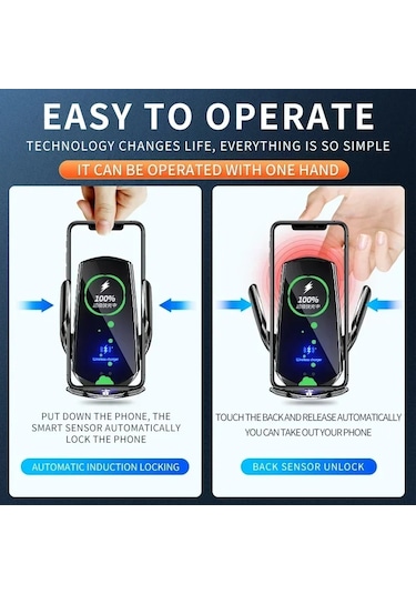 Vıkefon 15w Araba Manyetik Kablosuz Şarj Otomatik Araç Montaj Telefon Tutucu Black Siyah
