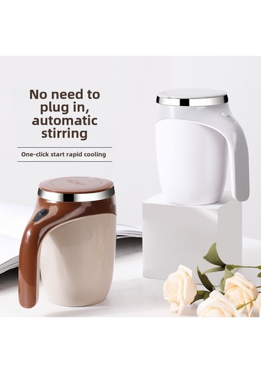 Yifomall Otomatik Karıştırıcı Paslanmaz Çelik Mug, Manyetik Tabanlı, Taşınabilir Kahve Fincanı, Pilli İnci Beyazı Diğer