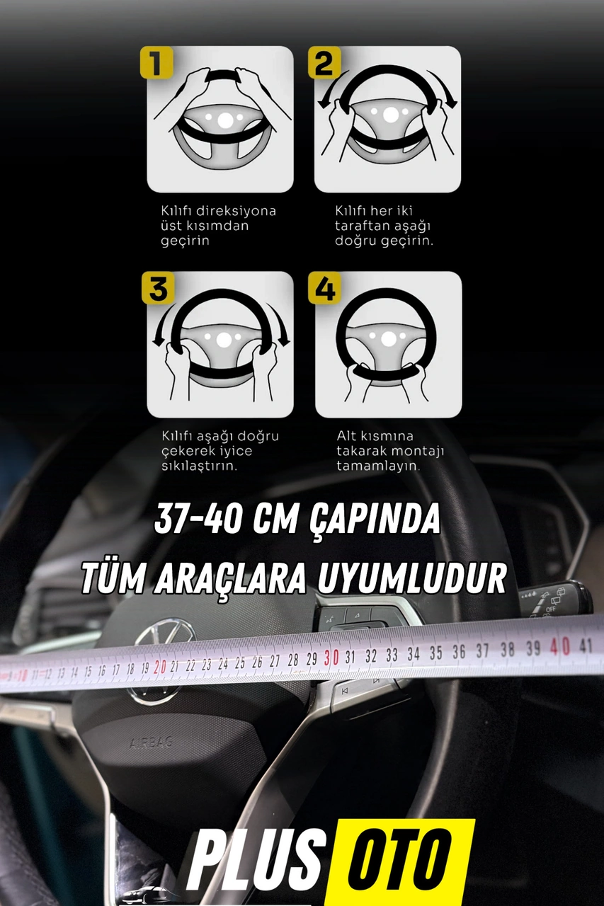 Sakura Serisi Leopar Karbon Desenli Direksiyon Kılıfı Araç Aksesuar Geçmeli Direksiyon Kılıfı Beyaz