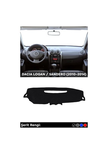Dacıa Logan / Sandero 2010-2014 3d Torpido Koruma Kılıfı - Ön Göğüs Kaplama - Siyah Şerit 1 Adet