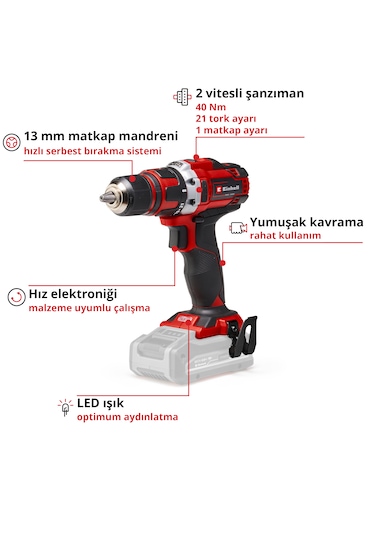 Einhell TE-CD 18/40 Li - Solo Akülü Vidalama - 4513925