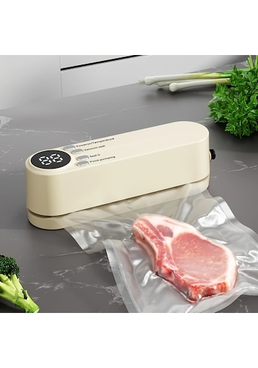 Boatshop1 Beyaz Cok Fonksiyonlu Otomatik Gida Muhurleyici Atistirmalik Sizdirmazlik Vakum Makinesi Tasinabilir Kompakt Tasarim Mutfak Ve Piknik Icin