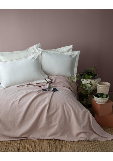 Tek Kişilik Pure Blush Nevresimli Pike Seti Pembe
