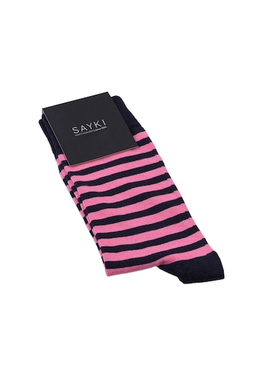 Lacivert Çizgili Pamuklu Soket Çorap 33675 Model11