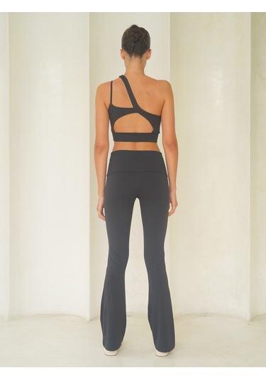 Asana Omuz Detay Spor Antrasit Crop Antrasit