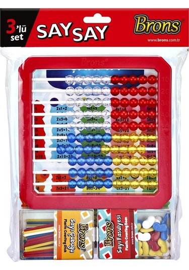 Brons 3'lü Say Say Set Mihsap, Sayı Çubuğu Ve Sayı Fasulyesi