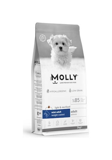 Molly Mini Irk Kısırlaştırılmış Somonlu Yetişkin Köpek Maması 2 KG