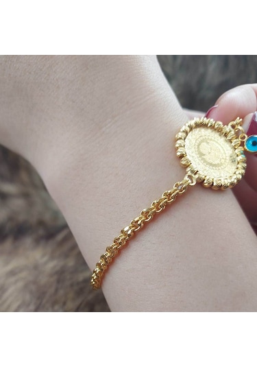 Altınbeyi Göz Boncuklu Çeyrekli Altın Bileklik Sarı Altın