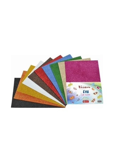 Ticon Simli Yapışkanlı Eva A4 10 Lu Karışık Renk