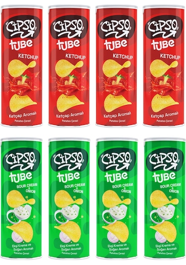 Cipso Tube Ketçap Aromalı Ve Ekşi Kremalı Cips 160 Gr 8 Li Karma Paket