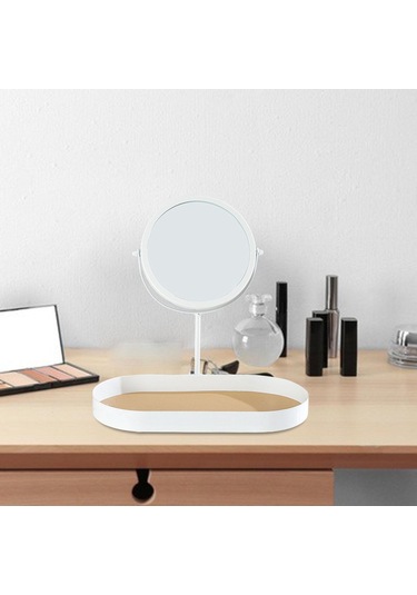 Homyl Tepsili Masa Üstü Makyaj Aynası Ayrılabilir Beyaz Beyaz