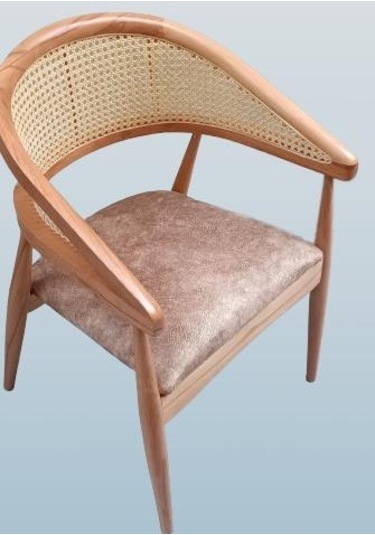 Sandalye Tam Kolçak Hasır Model Ahşap Kayın Naturel Ceviz Renk El Yapım