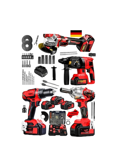 Stilmax RED4ME 20AHx4'lü Süper Profesyonel Matkap + Vidalama + Somun Sökme + Kırıcı Taşlama Makinesi