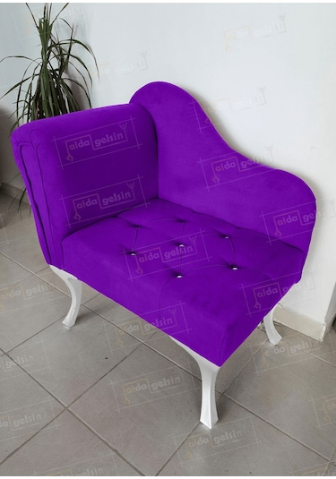 Yeni Model Ters Kol Tekli Köşe Koltuğu Josefin Bench Beyaz Ayak Eflatun