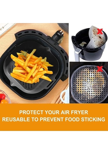 Ulzyvf Siyah Silikon Saplı Pratik Kaplamalı 8.6 İnç Hava Fritözü Tencere Siyah