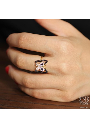 925 Ayar Gümüş Kelebekli Yüzük, Sarı