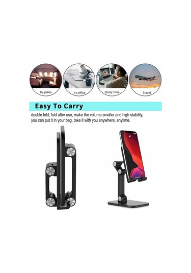 Honmex Alüminyum Telefon Ve Tablet Tutucu - 4 Açı Ayarlanabilir, Taşınabilir, Dürtüye Dayanıklı, Siyah