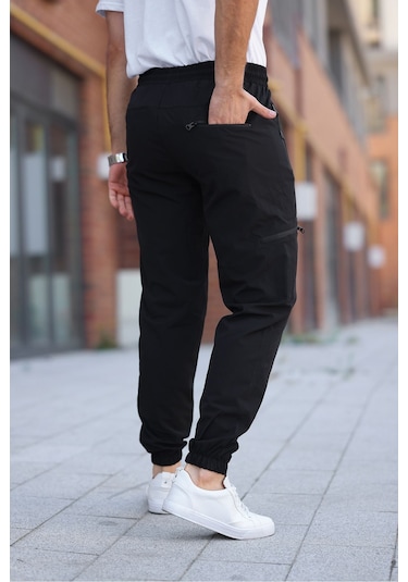 Erkek Siyah Eşofman Altı Kaliteli Paraşüt Kumaş Siyah