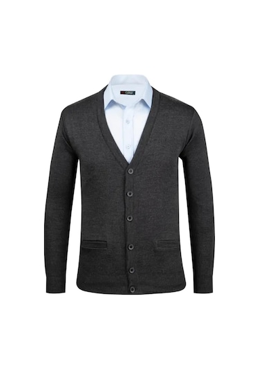 Erkek V Yaka Triko Hırka Düğmeli 4241m Bgl-st04560 Füme