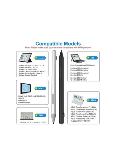 Fastbuy Silvery Surface Pro 11/9/10/8 İçin Yüksek Kaliteli Stylus Kalem