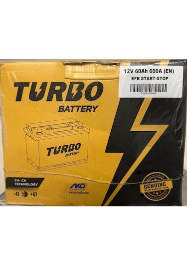 12V 60 Amper 600A EN EFB Start Stop Akü Turbo Akü Petlas Üretim