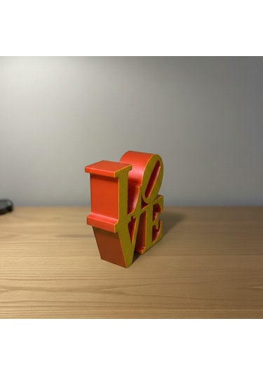 Modern "love" Tipografik Dekoratif Figür Minimalist Pla Masaüstü Aksesuarı Sarı - Kırmızı