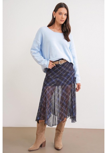 6901 Kadın Yumuşak Dokulu Basic Kazak Bebe Mavi Bebe Mavi