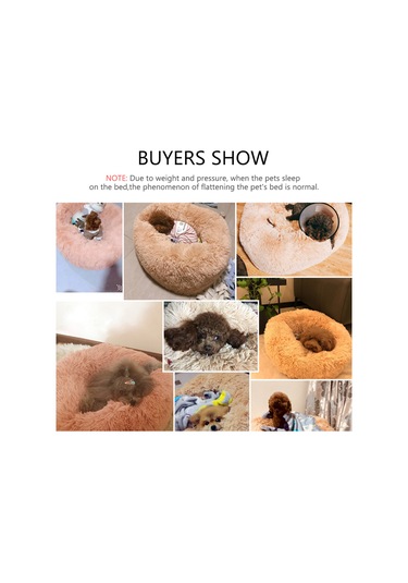 Moveevo Kediler Ve Küçük Köpekler İçin Yumuşak Peluş Yuvarlak Evcil Hayvan Yatağı