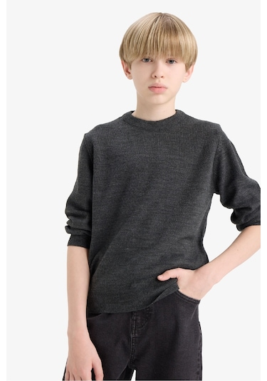 Defacto Erkek Çocuk Bisiklet Yaka Triko Kazak A4992a825wnar195 Antrasit