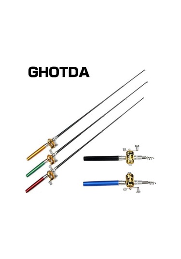 Taşınabilir Cep Teleskopik Mini Olta Kamışı Kalem Şekli Katlanmış Olta Makara Tekerleği İle Red