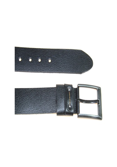 Hakiki Deri Erkek Metal Detaylı Dikişli Kot Kemeri 4,5 Cm Siyah
