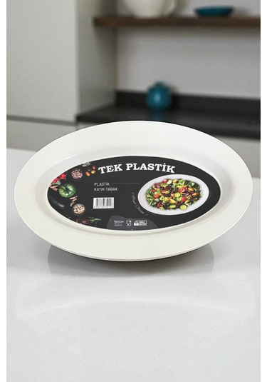 6'lı Sert Plastik Kayık Tabak Kırılmaz Yıkanabilir 32cm Beyaz