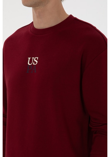U.S. Polo Assn. Erkek Comfort Fit Bisiklet Yaka Bordo Basic Sweatshirt 50313760-VR014 U.S. Polo Assn. Erkek Comfort Fit Bisiklet Yaka Bordo Basic Sweatshirt 50313760-VR014