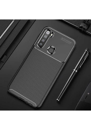 Xiaomi Redmi Note 8 Kilif Zore Antisok Karbon Silikon Kapak + Cam 387275880