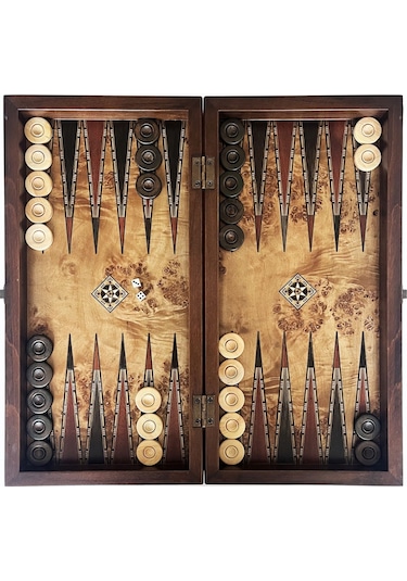 Helena Wood Art Klasik El Yapımı Ahşap Tavla Seti Büyük Boy