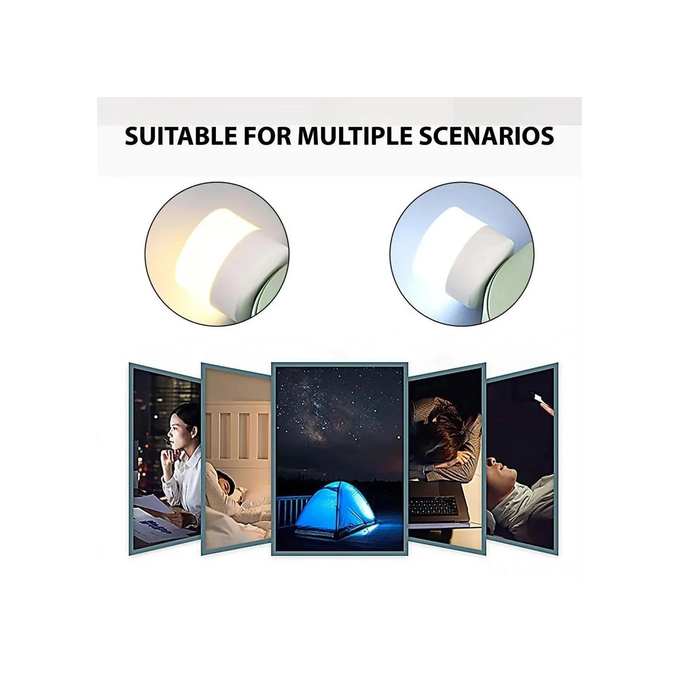 Yunboo 10'lu Paket Usb Led Gece Lambası, 80-100 Lumens, 5v 1a, Işık Seçeneği Sıcak & Soğuk Beyaz , Dayanıklı Abs+pc, Taşınabilir, Dimmable Beyaz